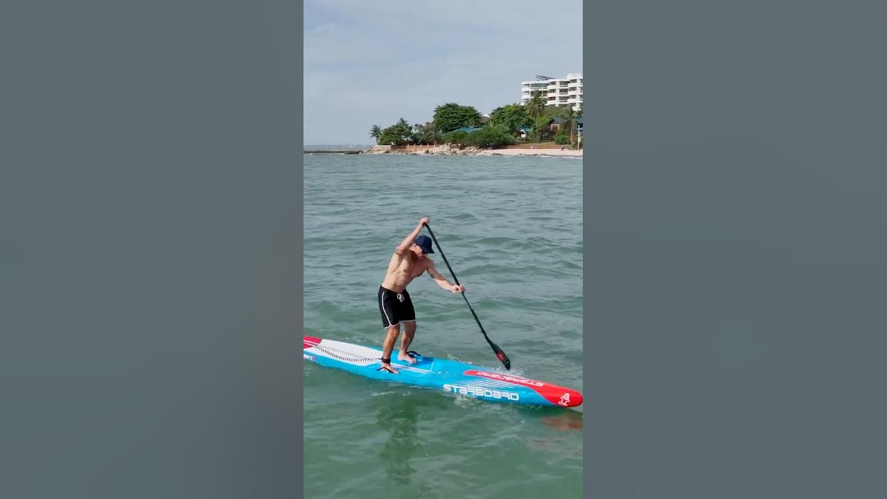 YouTube post by @Starboard-SUP for Starboard. Caption reads: Andrey Kraytor reviews the New Starboard Gen R.