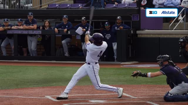 Instagram post by @nucatsbaseball for Allstate. Caption reads: [...] not both? At the Plate presented by....