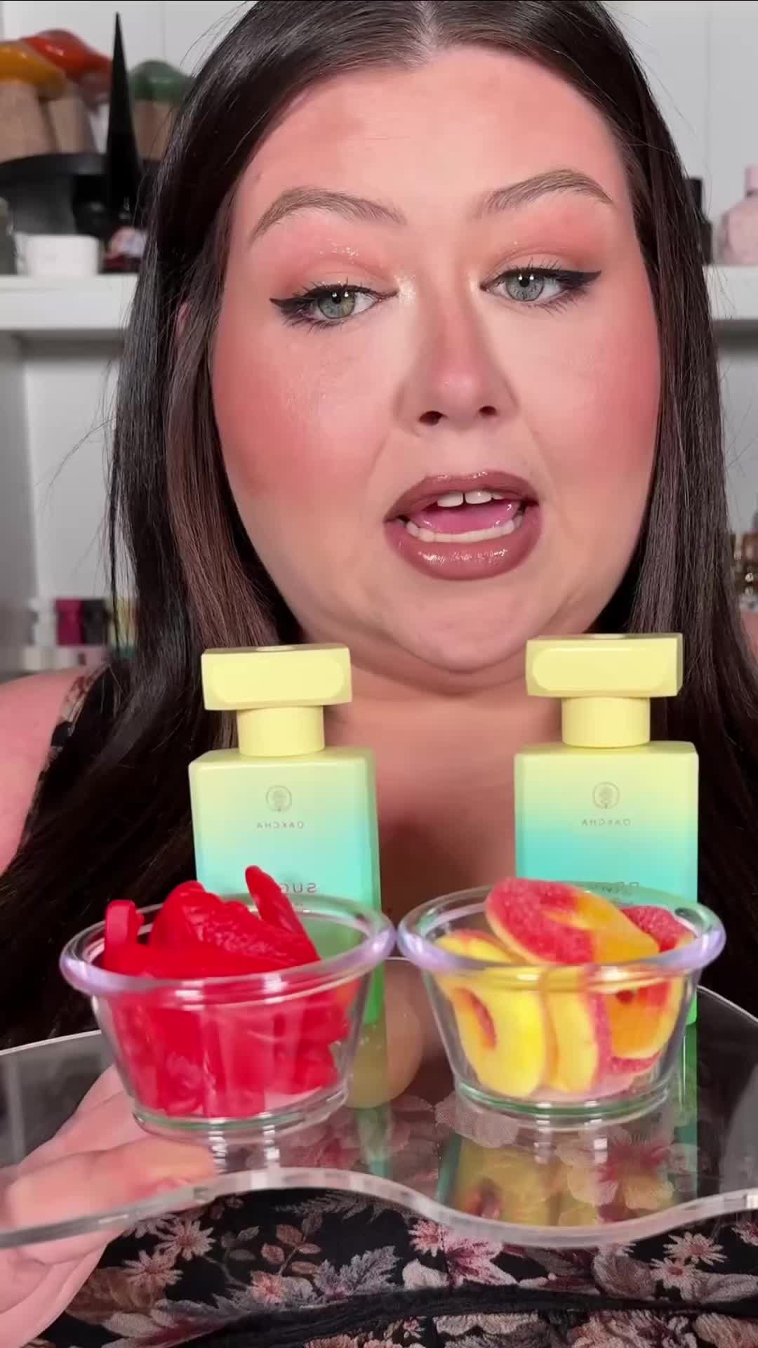 TikTok post by @alyssaraelynbeauty for Oakcha. Caption reads: [...] talking sweet scents from @Oakcha today!....