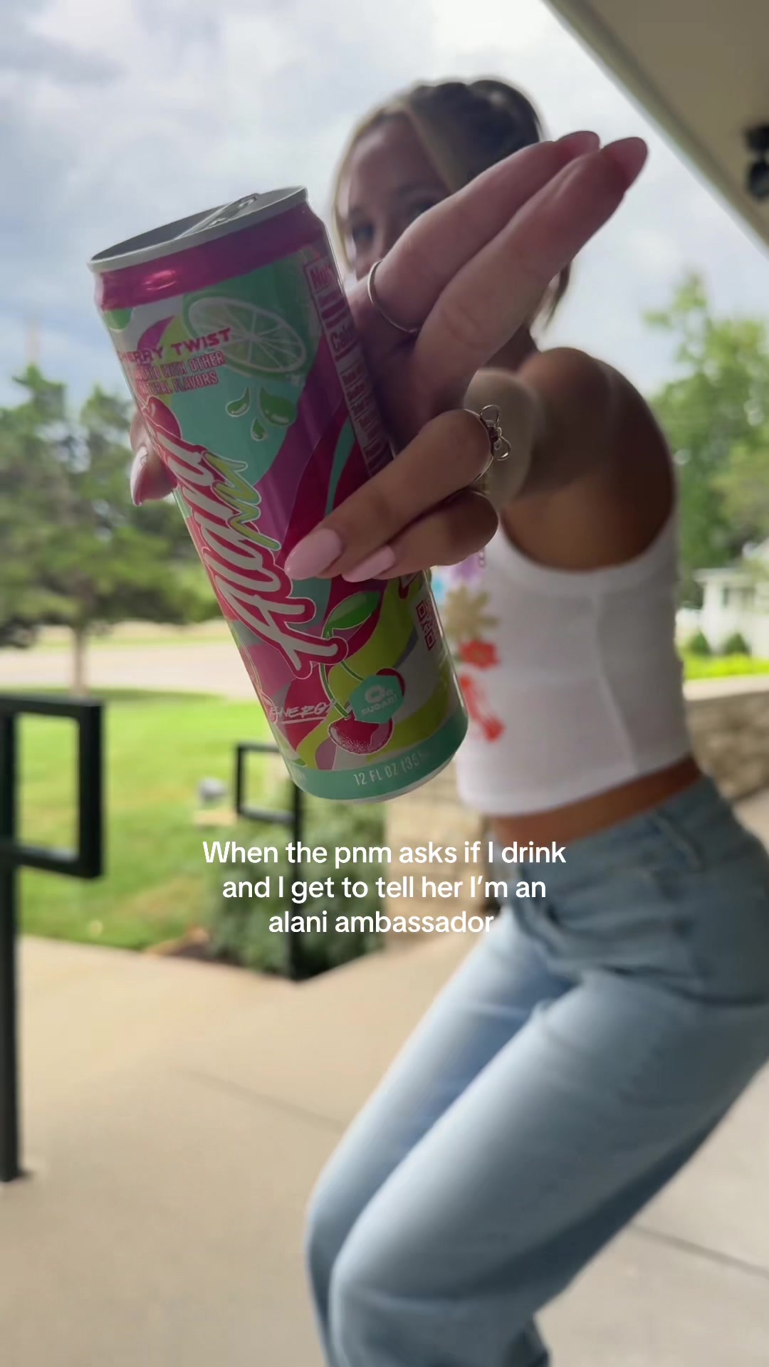 TikTok post by @alliehurleyy for Alani Nutrition. Caption reads: Like yes girl I love @Alani Nutrition #work....