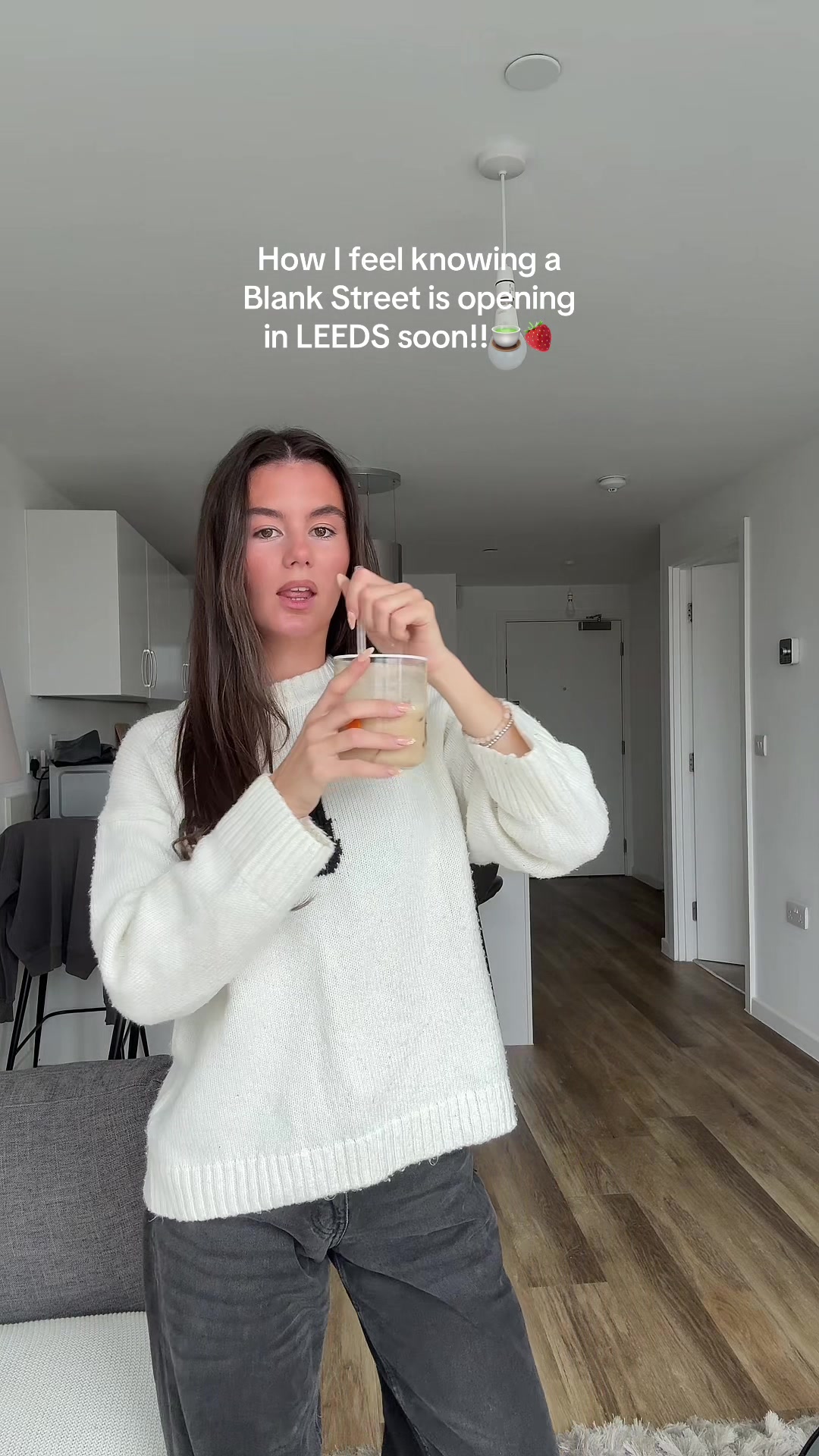 TikTok post by @bellahollamby for Blank Street. Caption reads: timing literally couldn’t be more perfect....