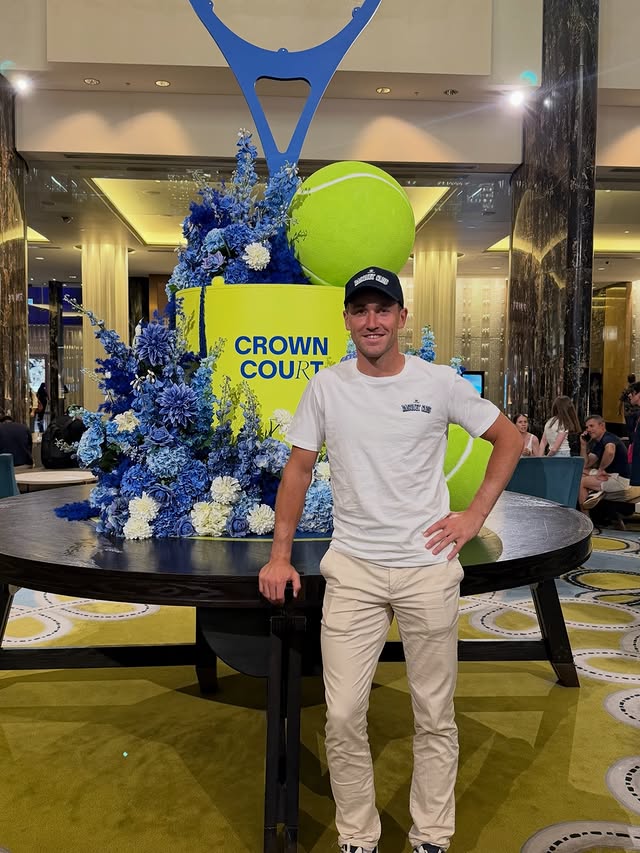 Instagram post by @casperruud for Crown Hotels. Caption reads: [...] I feel at home in....