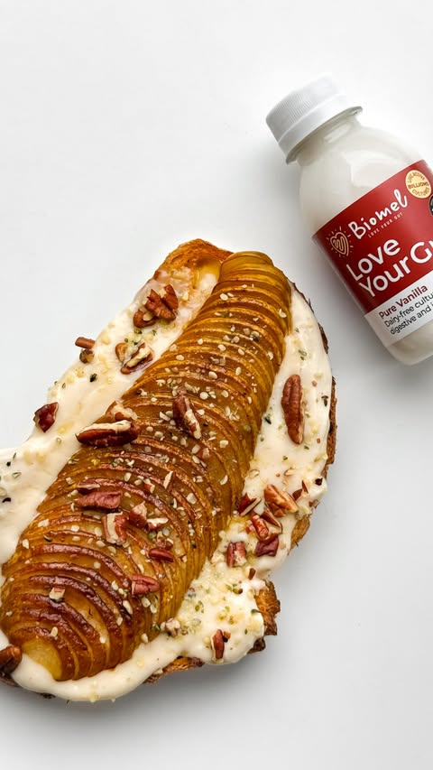 Instagram post by @vegangirlboss for Biomel. Caption reads: [...] friendly, vegan, easy to make! i add....