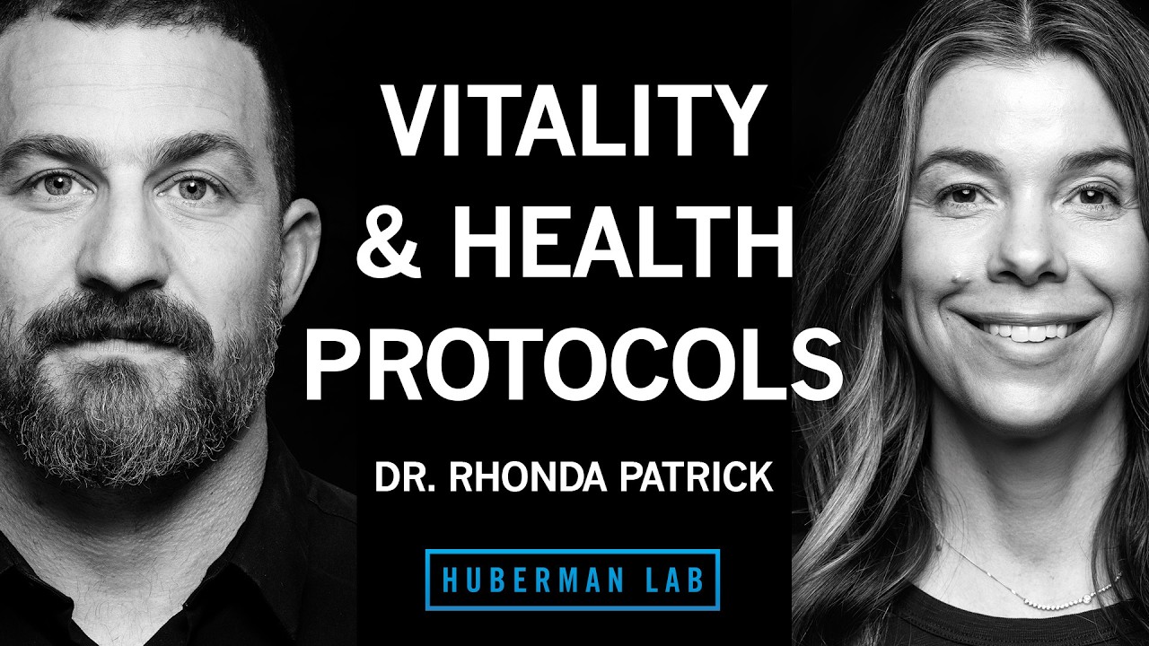 YouTube post by @hubermanlab for from Our Place. Caption reads: Dr. Rhonda Patrick, PhD, is a biomedical scientist....