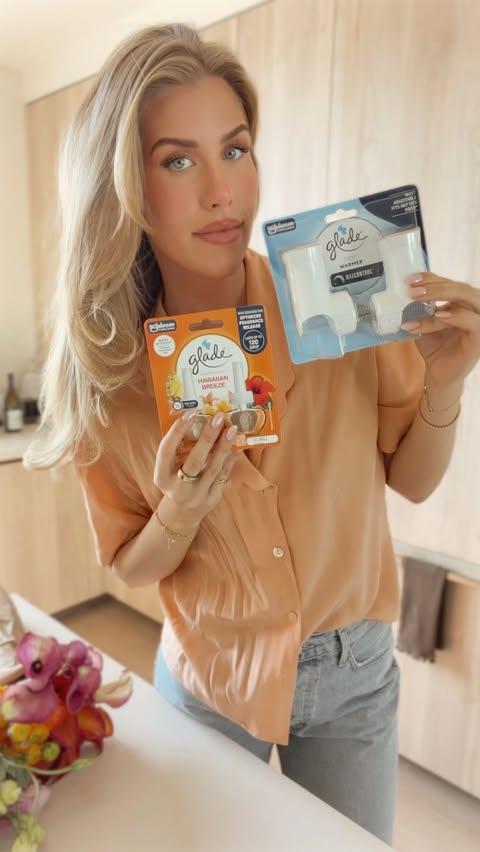 Instagram post by @ashley.paiige for Glade. Caption reads: #ad spring reset energy 🌿✨ @glade Hawaiian Breeze....