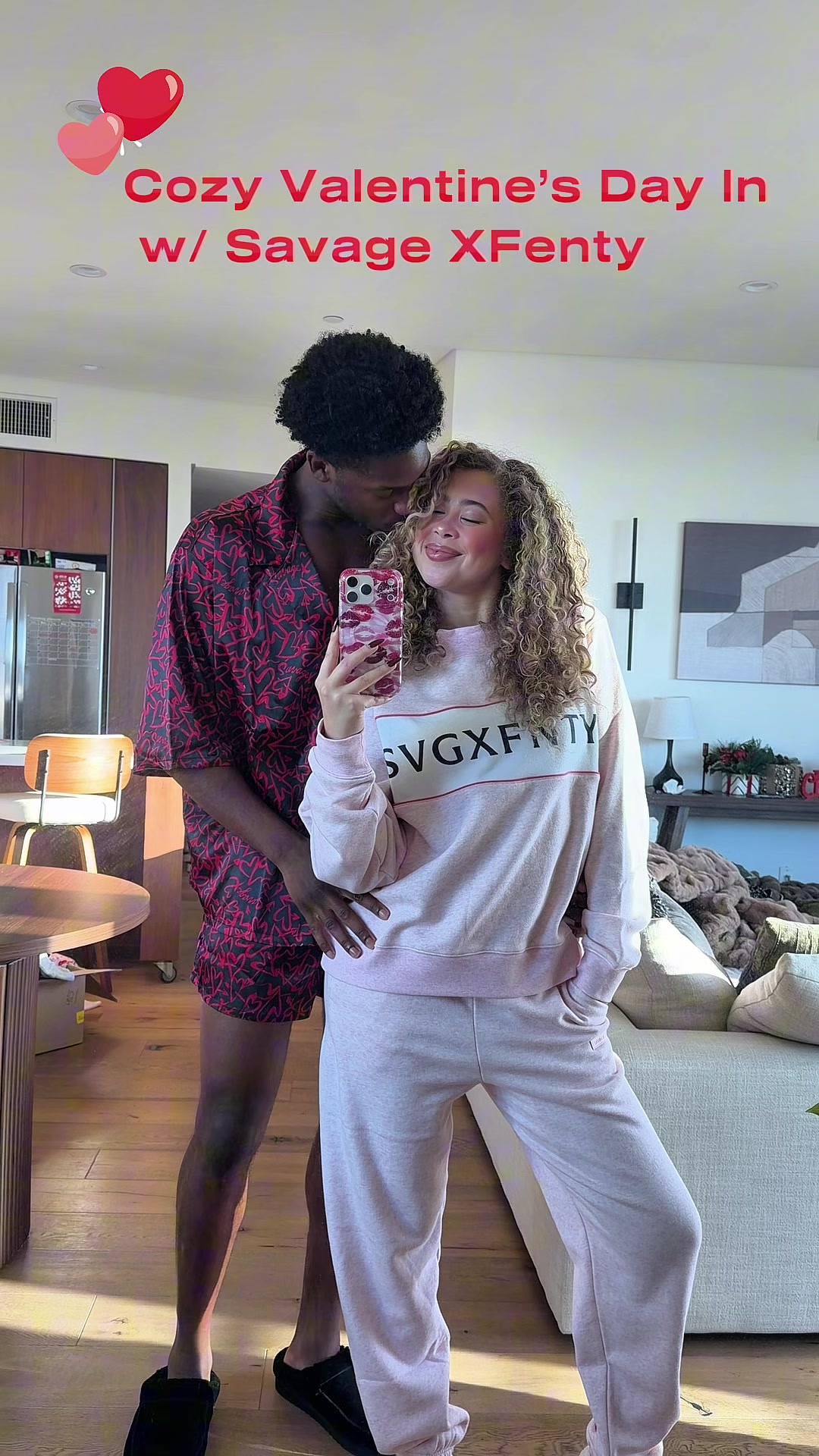 TikTok post by @maliaelaine for Savage X Fenty. Caption reads: [...] our cozy Valentine’s Day in our Savage X....