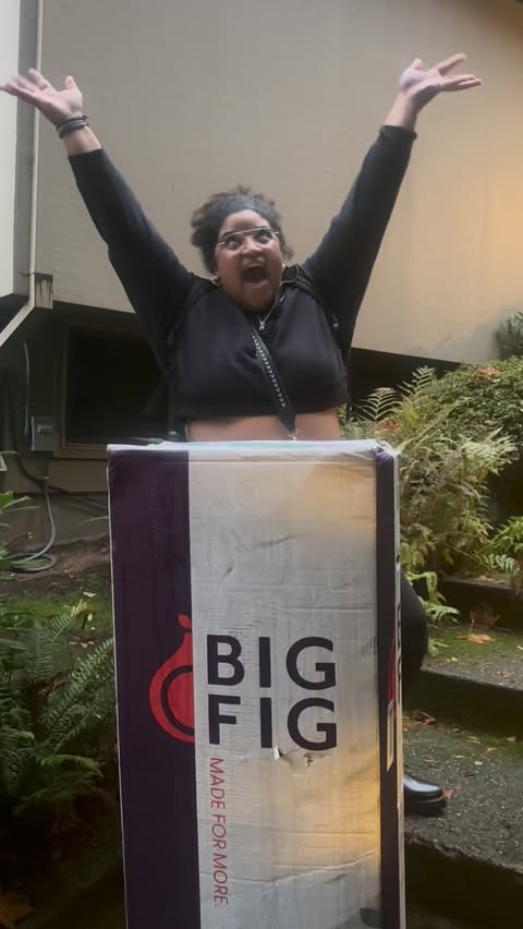Instagram post by @gabigrl_prostrongwoman for Big Fig Mattress. Caption reads: [...] grateful to have partnered with....