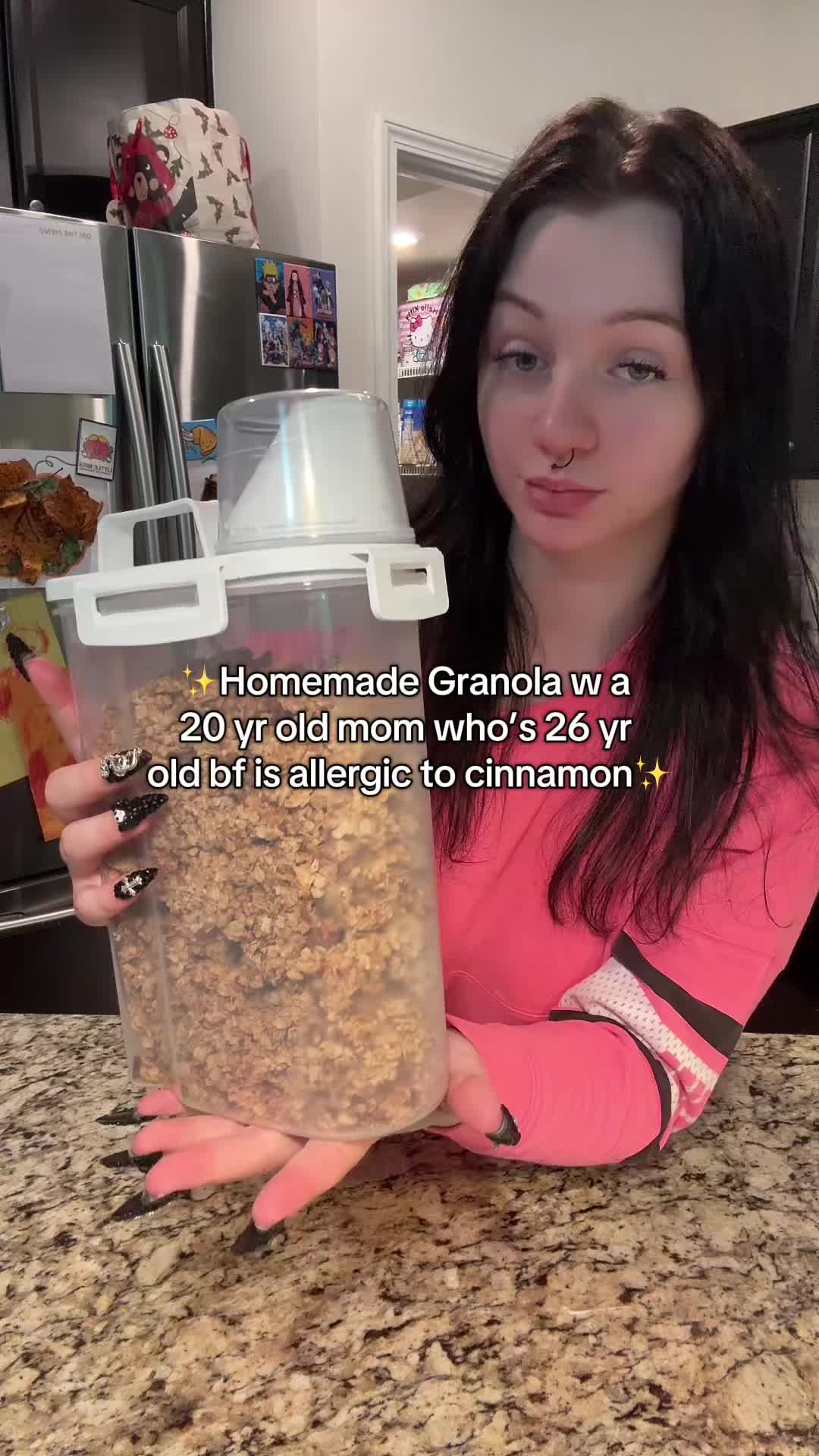 TikTok post by @_mariclaremaclamroc_ for Join Amble. Caption reads: Homemade granola with a 20-yr-old mom who’s just....