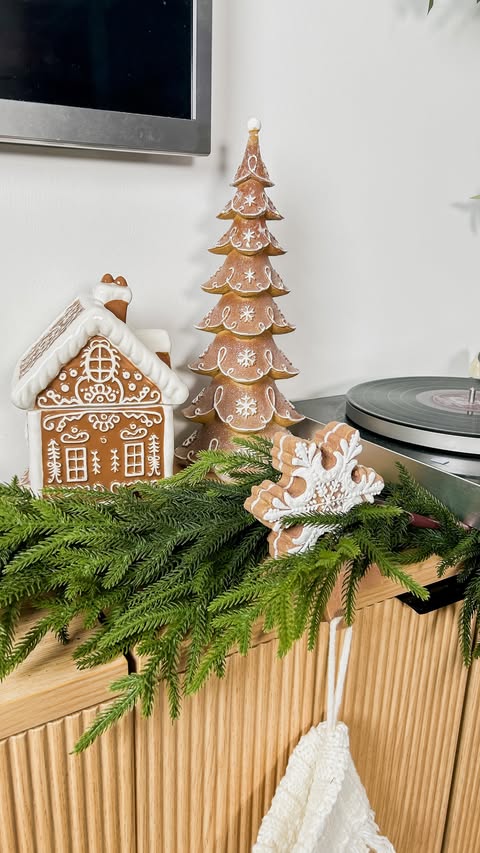 Instagram post by @mari_pepin for Burlington. Caption reads: Our Christmas decor theme this year is gingerbread....