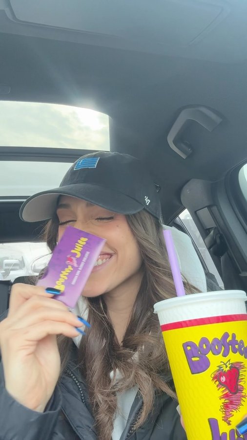 Instagram post by @kiss1023wpg for Booster Juice. Caption reads: What will be YOUR Booster Juice of choice if your....