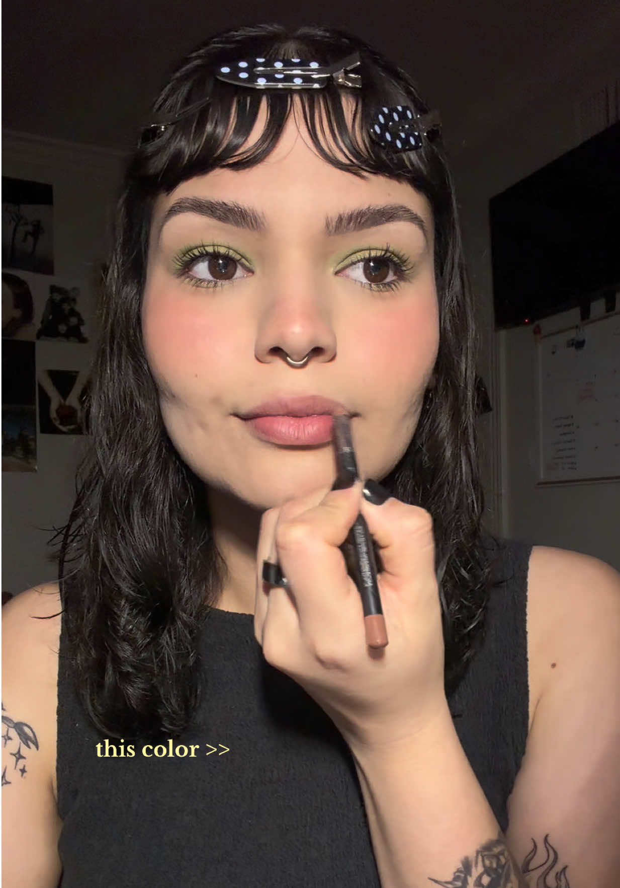 TikTok post by @paulajudithm for Freck Beauty. Caption reads: this green is everything to me #freck @Freck....