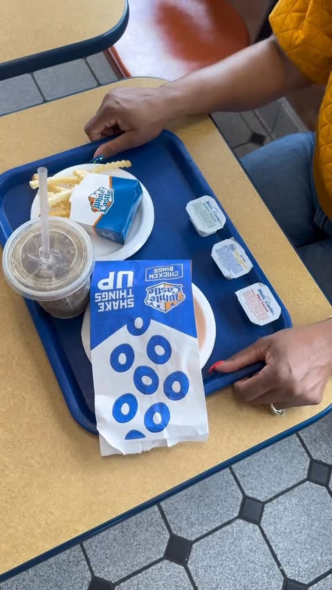 Instagram post by @sheshois for White Castle. Caption reads: 🚗💨 Pulled up to @whitecastle to try the NEW....