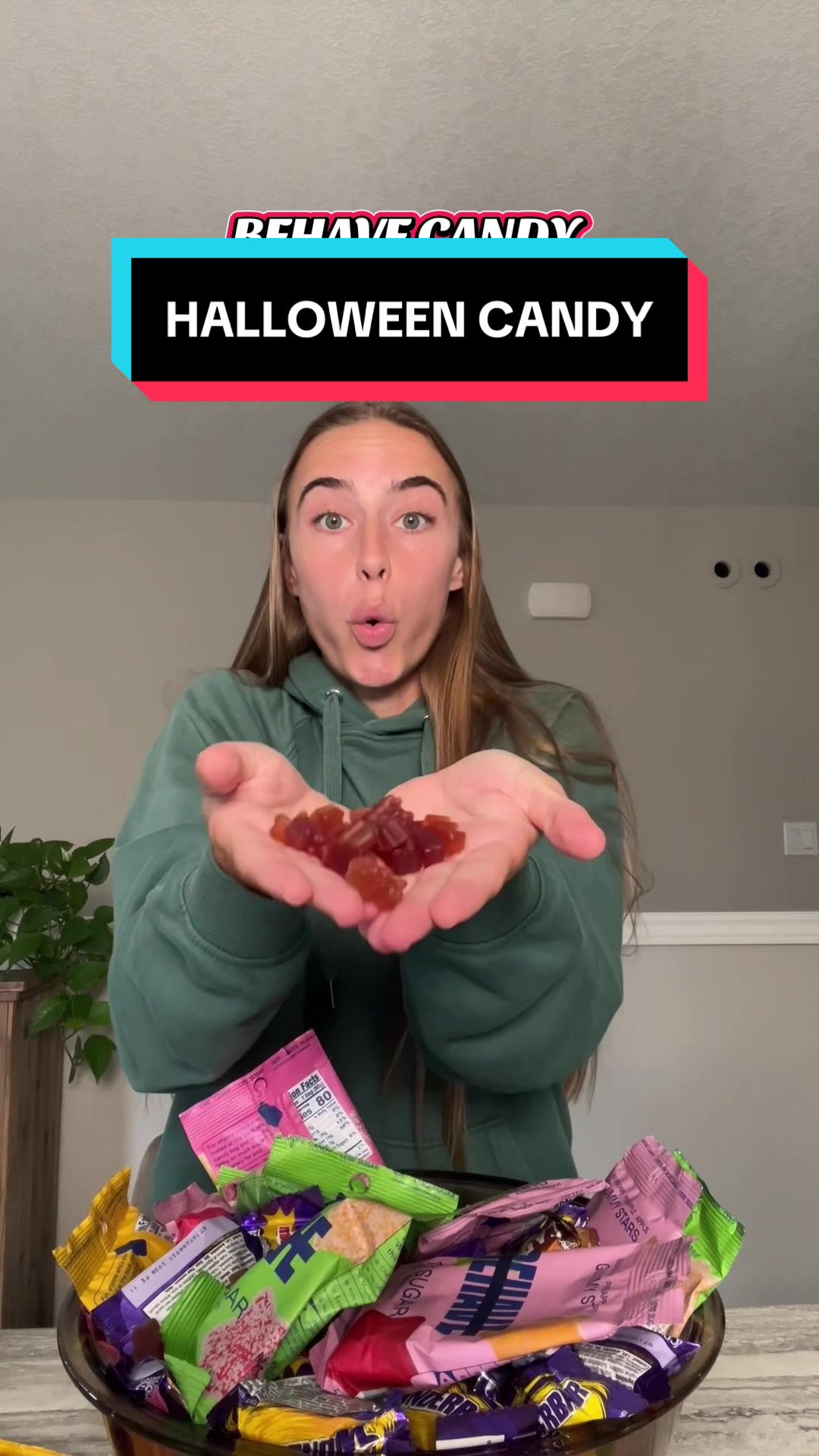 TikTok post by @ohkai_ for BEHAVE. Caption reads: HAPPY HALLOWEEN (say it back😙) @BEHAVE Candy .