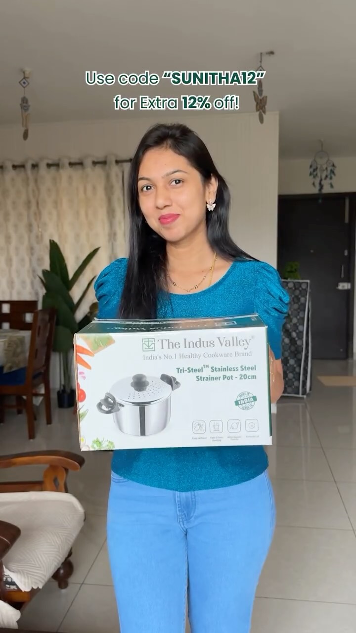 Instagram post by @sukrith_komarshetty for The Indus Valley. Caption reads: India’s No.1 healthy cookware brand, bringing....