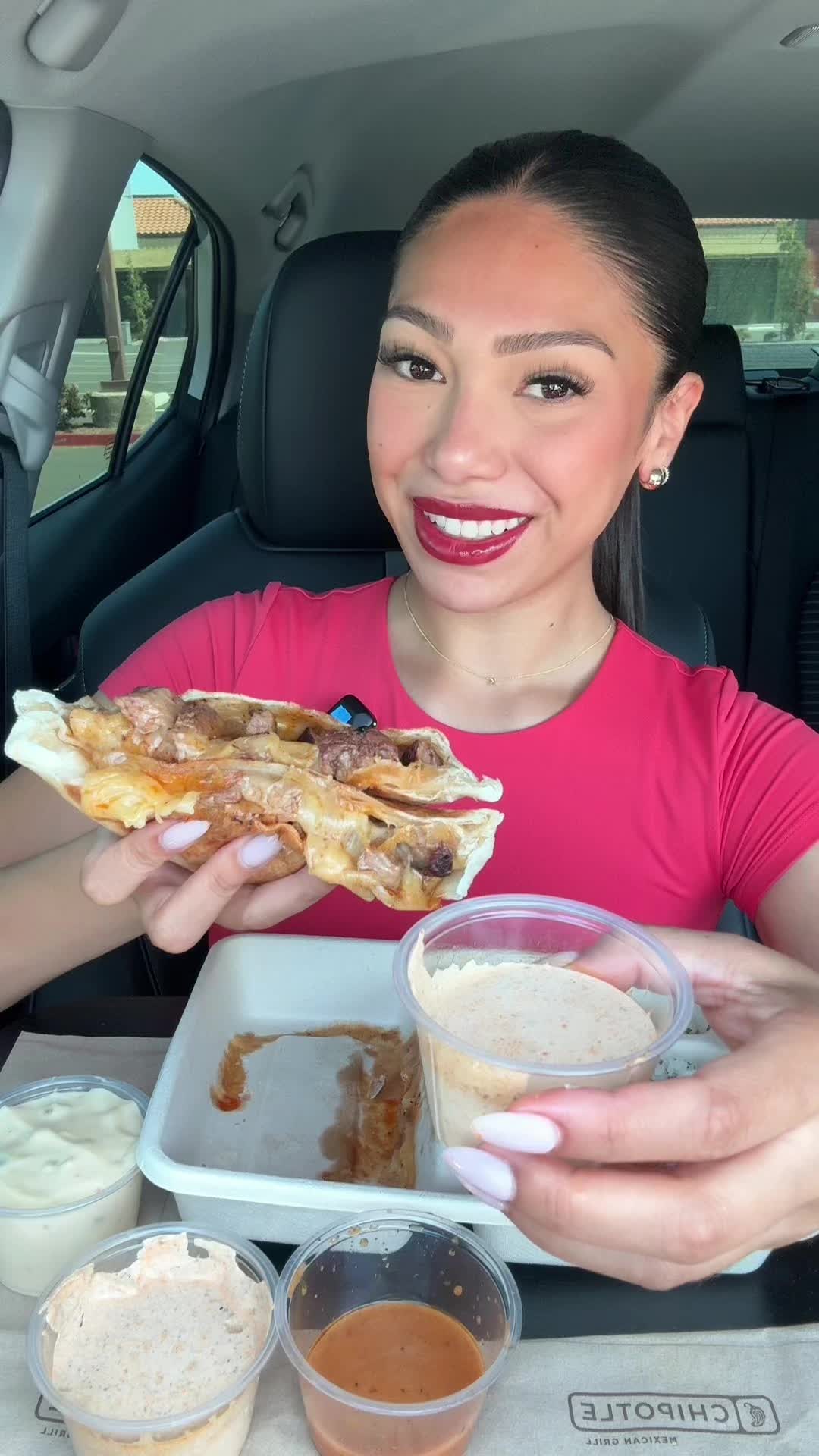 TikTok post by @keilapacheco for Chipotle. Caption reads: @Chipotle’s New Adobo Ranch is soooo good!!😊❤️....