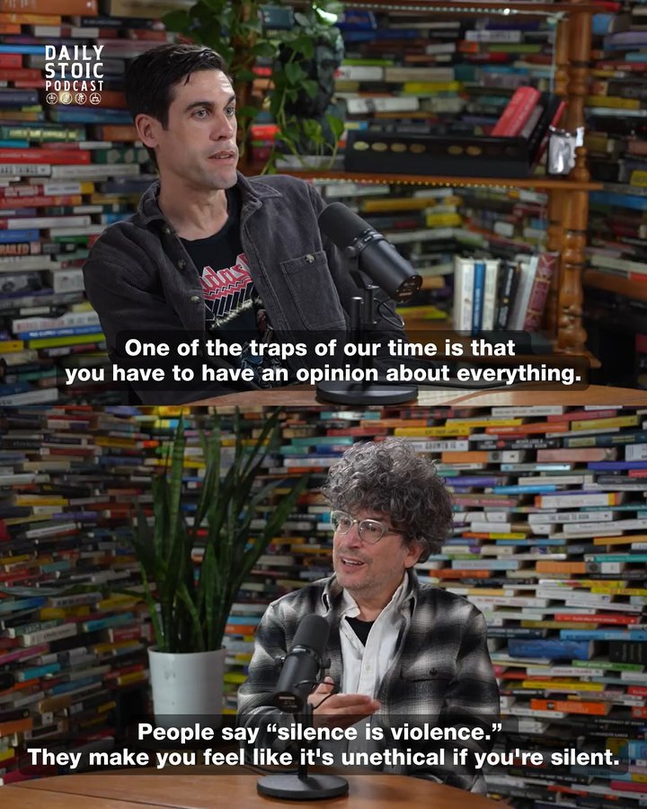 Instagram post by @dailystoicpodcast for Daily Stoic. Caption reads: Is silence violence? 

🎙️ Listen to the episode....