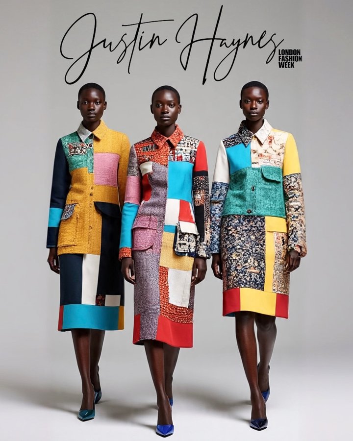 Instagram post by @theofficialjus10h for London Fashion Week. Caption reads: L O N D O N 
F A S H I O N 
W E E K
The Campaign....