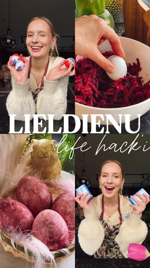 Instagram post by @callmemaddieofficial for Rimi Latvija. Caption reads: tev šo vajadzēs šajās Lieldienās 🐣 - saglabā!....