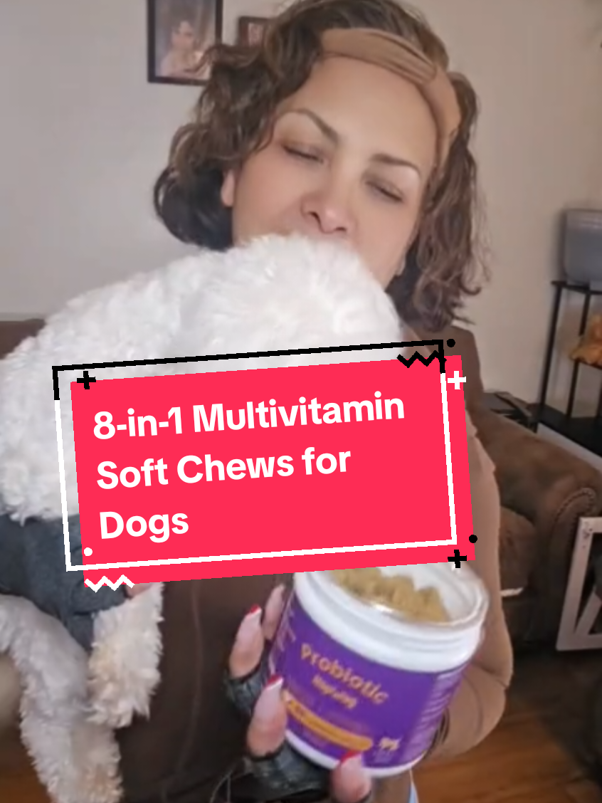 TikTok post by @marysnatural for HapWag. Caption reads: [...] #dogprobiotics #saluddogs #dogsoftiktok....