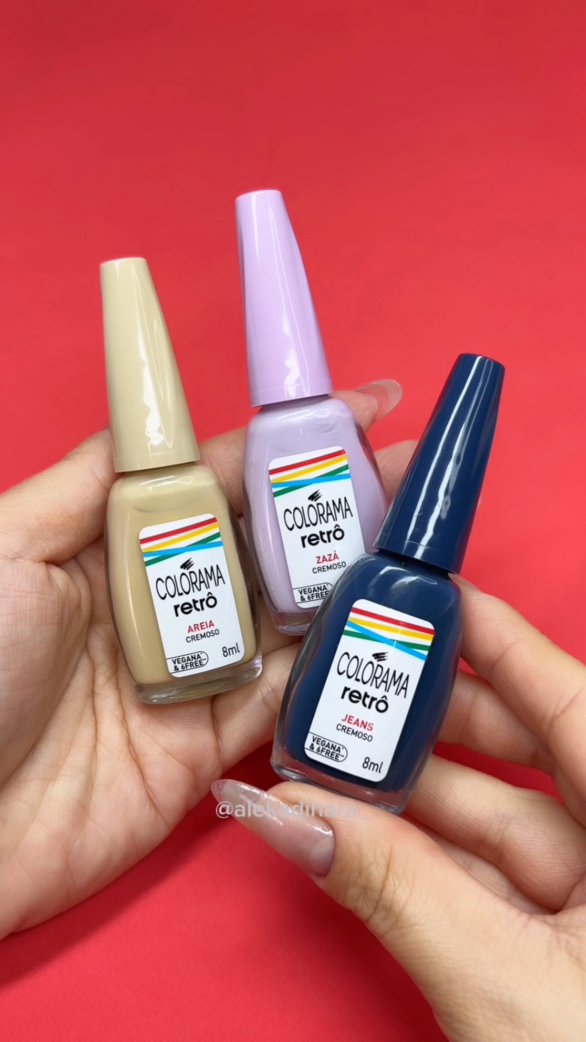 Instagram post by @alekadihara_ for Colorama Esmaltes. Caption reads: Amooo abrir um esmaltinho novooooo…....