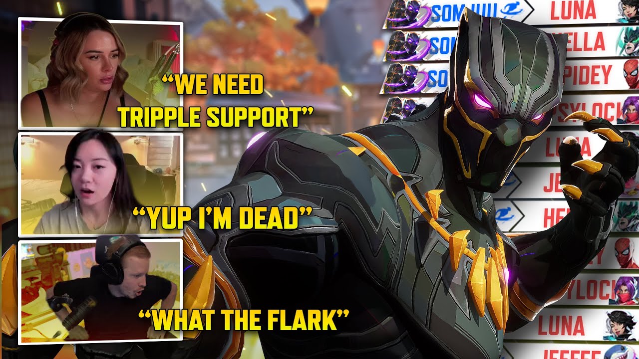 YouTube post by @Somjuu for G FUEL. Caption reads: TOP500 Streamers Reacts to my Black Panther in....