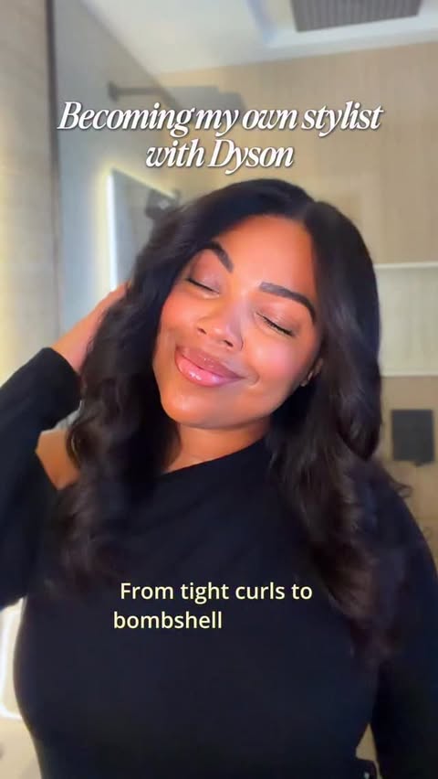 Instagram post by an influencer for Dyson Beauty. Caption reads: [...] bombshell blowout using the @DysonBeauty....