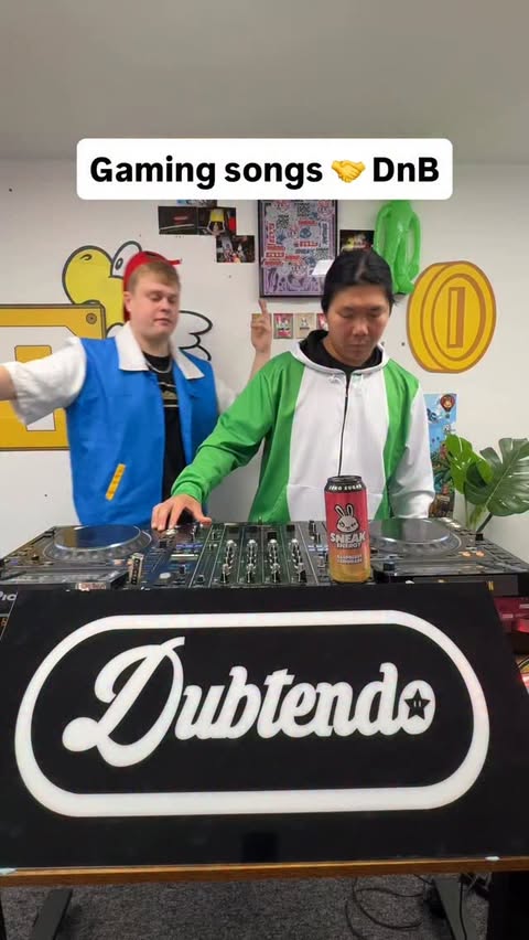 Instagram post by @dubtendo_uk for Sneak Energy. Caption reads: [...] Songs with Drum & Bass 🌟 Fuelled by....