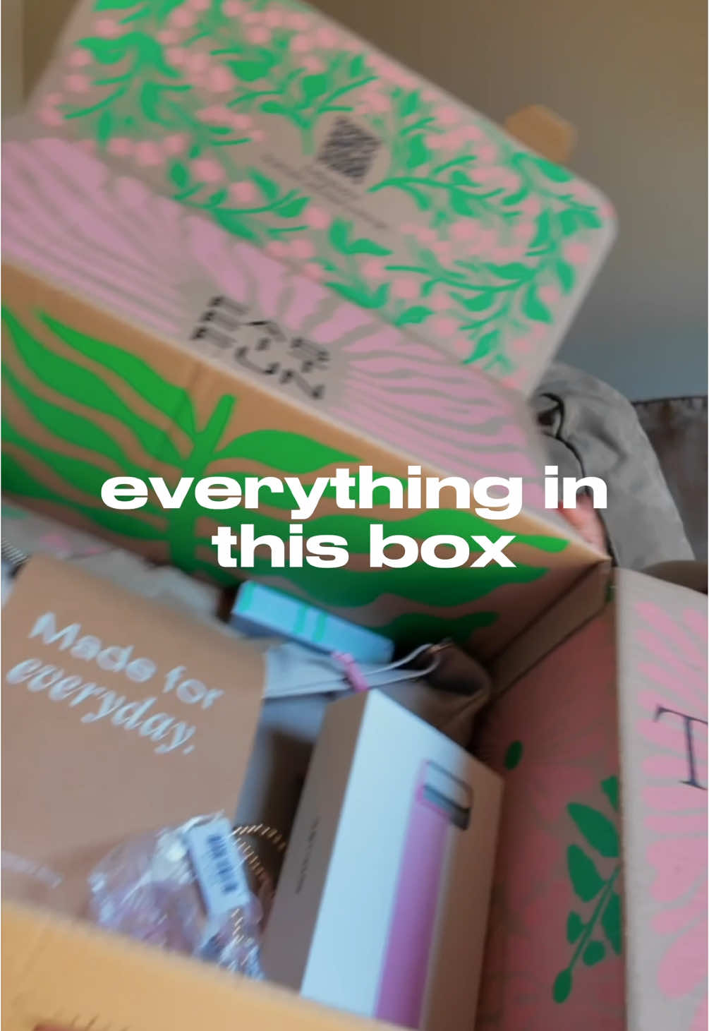 TikTok post by @okaynotts for FabFitFun. Caption reads: Unboxing my Spring 2025 FabFitFun box!! 🌸 What’s....