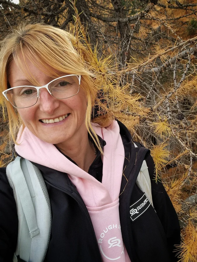 Instagram post by @oliloli.newlife for Rough Radical. Caption reads: Hike to the Morteratsch Glacier; one of those....