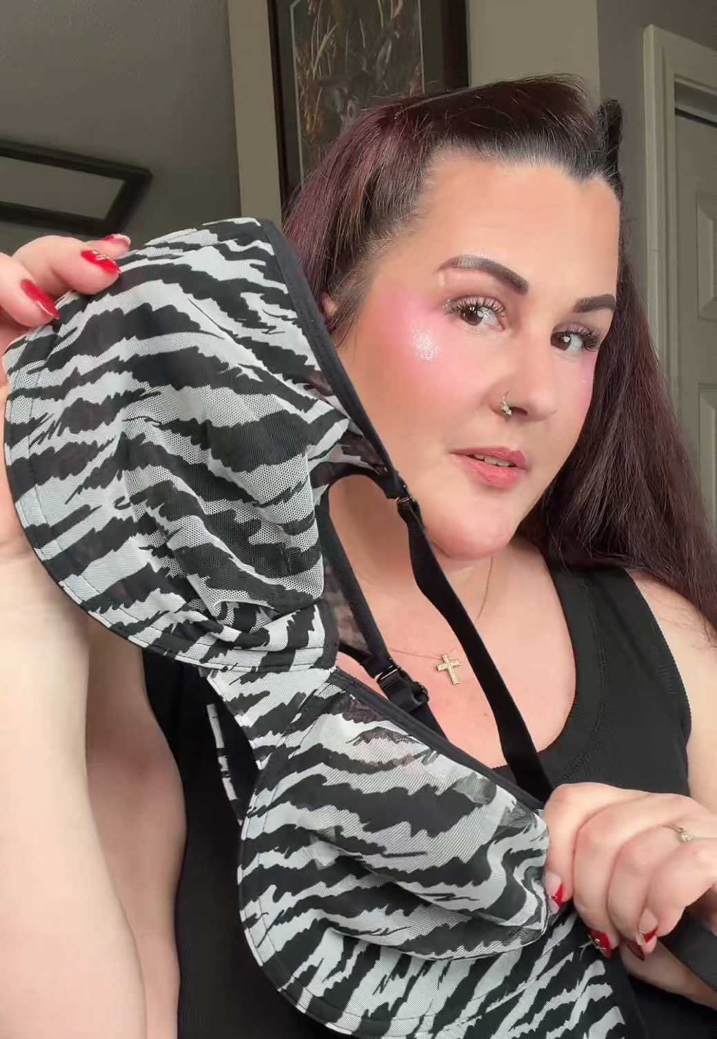 TikTok post by @everythingbeautylover for HSIA. Caption reads: HSIA Zebra wire bra! Love this one! She’s so [...].
