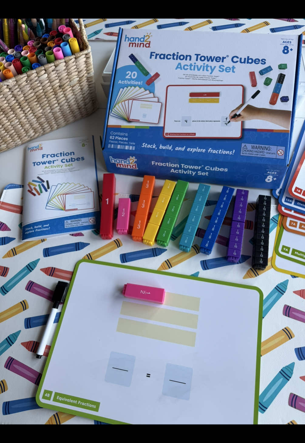 TikTok post by @anabel_homeschool for hand2mind. Caption reads: [...] visualize and master fraction concepts....