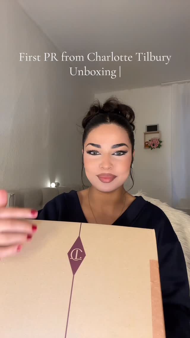Instagram post by @shaymaao0 for Charlotte Tilbury. Caption reads: The most amazing PR package l've ever....