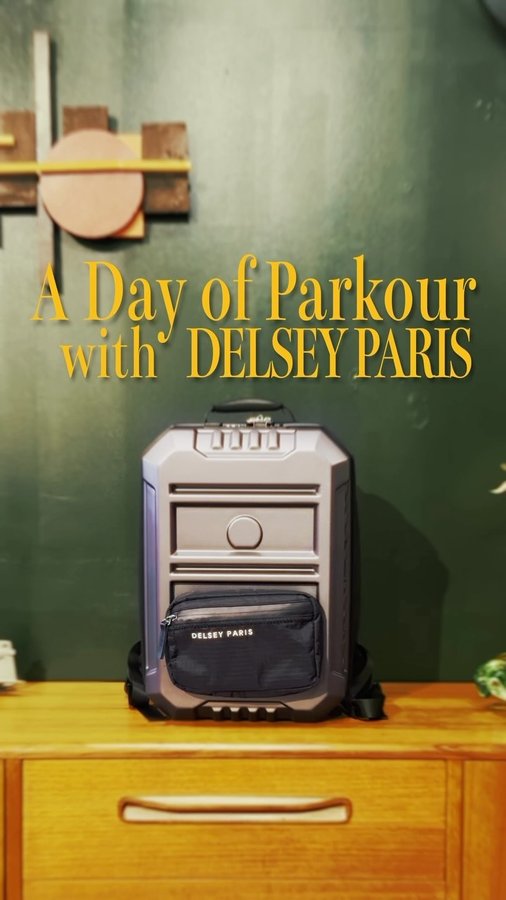 Instagram post by @zen_pk_official for DELSEY PARIS. Caption reads: A Day of Parkour with DELSEY PARIS 🎬 [...].
