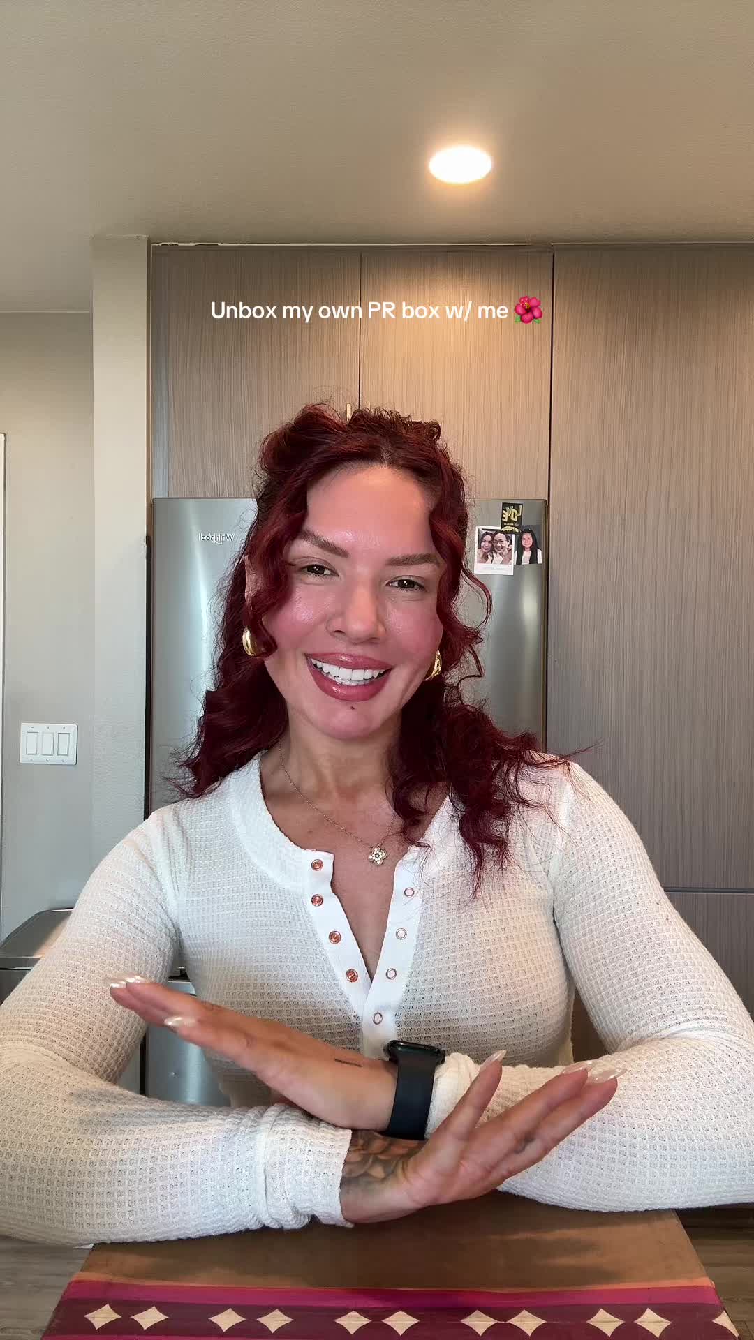 TikTok post by @vickythefitchick for You Can Beam. Caption reads: Unbox my own PR box w/ me🌺 Launching tomorrow at....