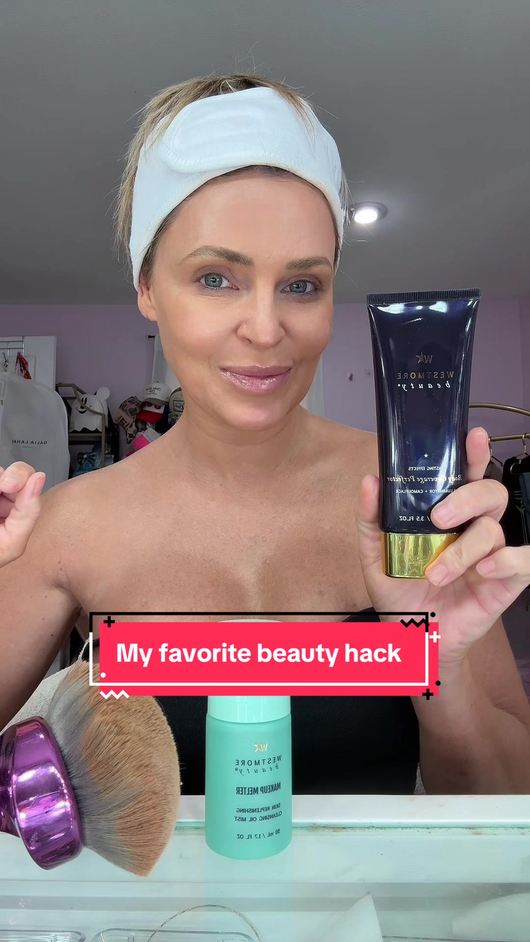 TikTok post by @kaleighs_mom for Westmore Beauty. Caption reads: This is my favorite product!! I’m using the color....