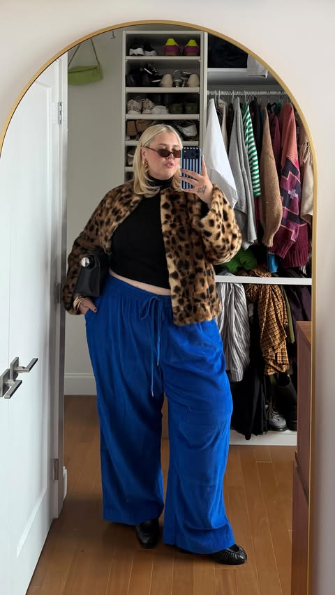 Instagram post by @theabbybible for J.Crew. Caption reads: My new fav unexpected duo: cheetah 🤝 cobalt....