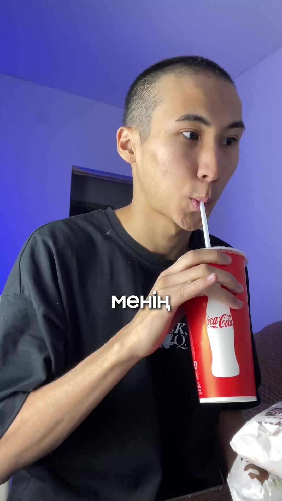 TikTok post by @noonakun for Wolt. Caption reads: қатты ұялам @wolt.kazakhstan .