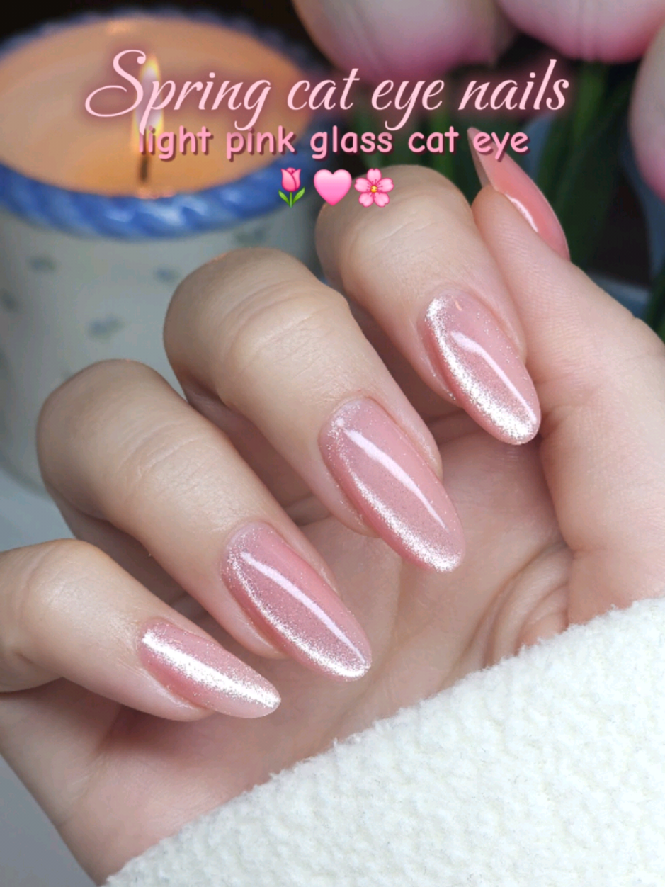 TikTok post by @ln.nailart for BORN PRETTY. Caption reads: [...] spring glass cat eye colour from @born....