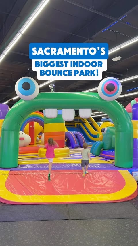 Instagram post by @sacramento_life for FUNBOX. Caption reads: [...] somewhere to burn kid energy? 👀🤸‍♀️ 📍....