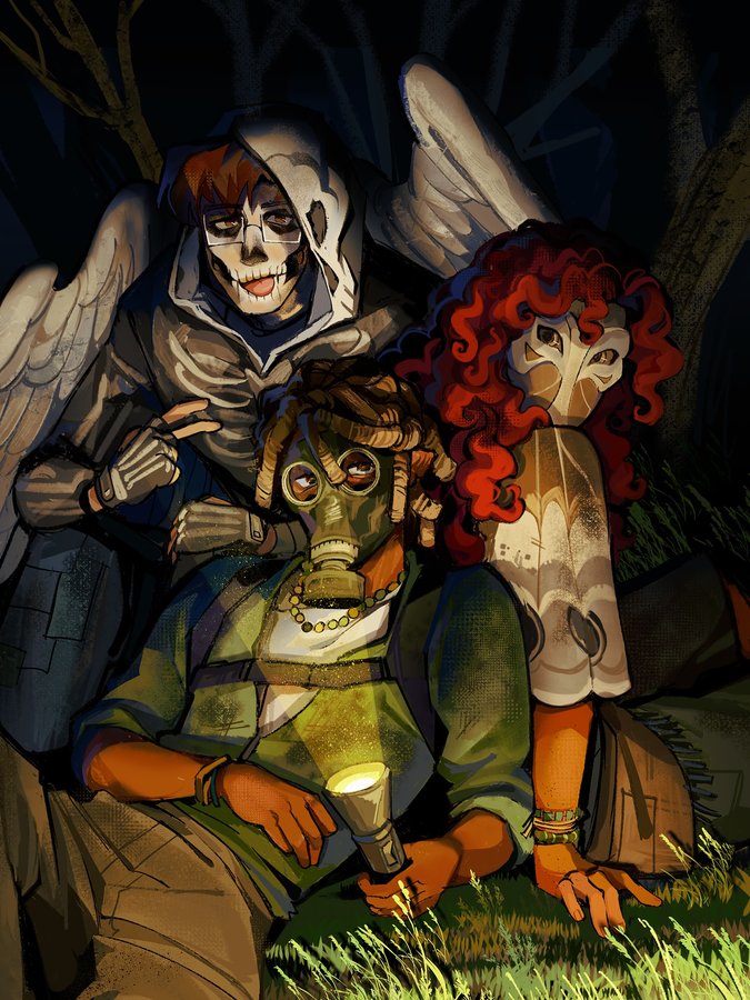 Instagram post by @beabubb for HUION. Caption reads: obligatory halloween post with wren, graham, and....