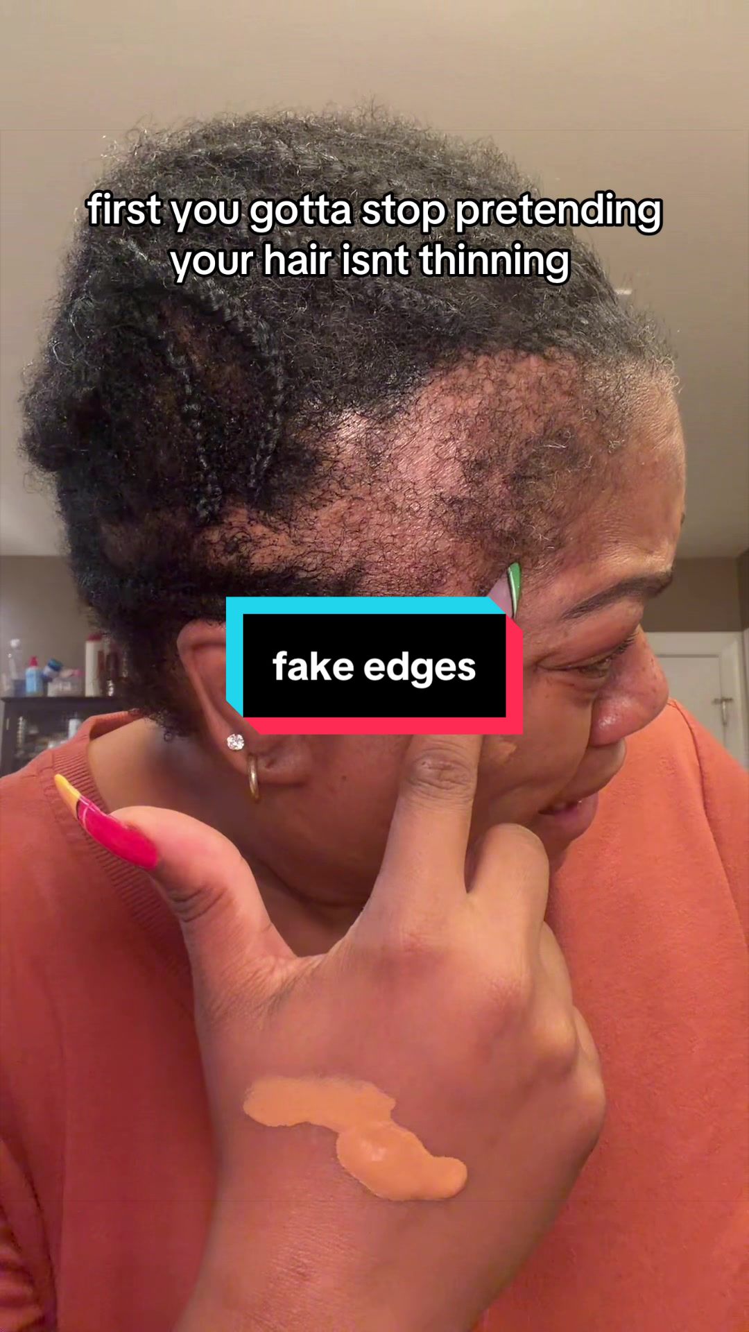 TikTok post by @plussizeandbossy for BOLDIFY. Caption reads: [...] #hairlinepowder #hairloss #edges @@boldify....