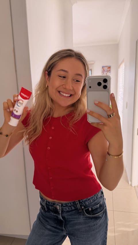 Instagram post by @lizapot.human for Colgate. Caption reads: I’m the type of girl who sticks to what actually....