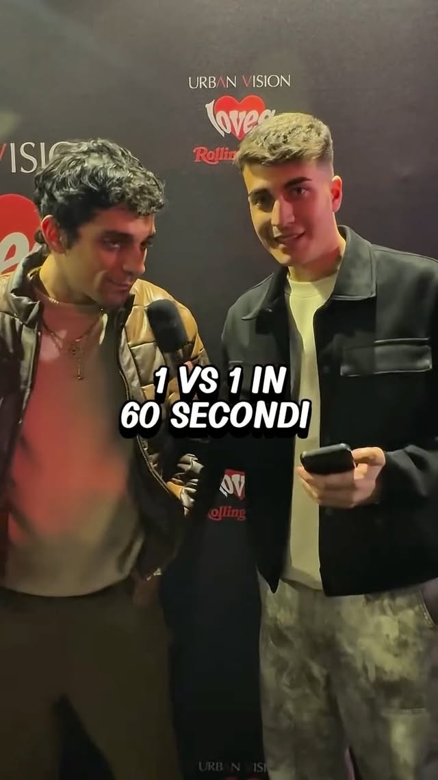 Instagram post by @zinna_ale for Rolling Stone. Caption reads: 1 VS 1 in 60 SECONDI⏰ a Sanremo🎵 #pertedepoids....