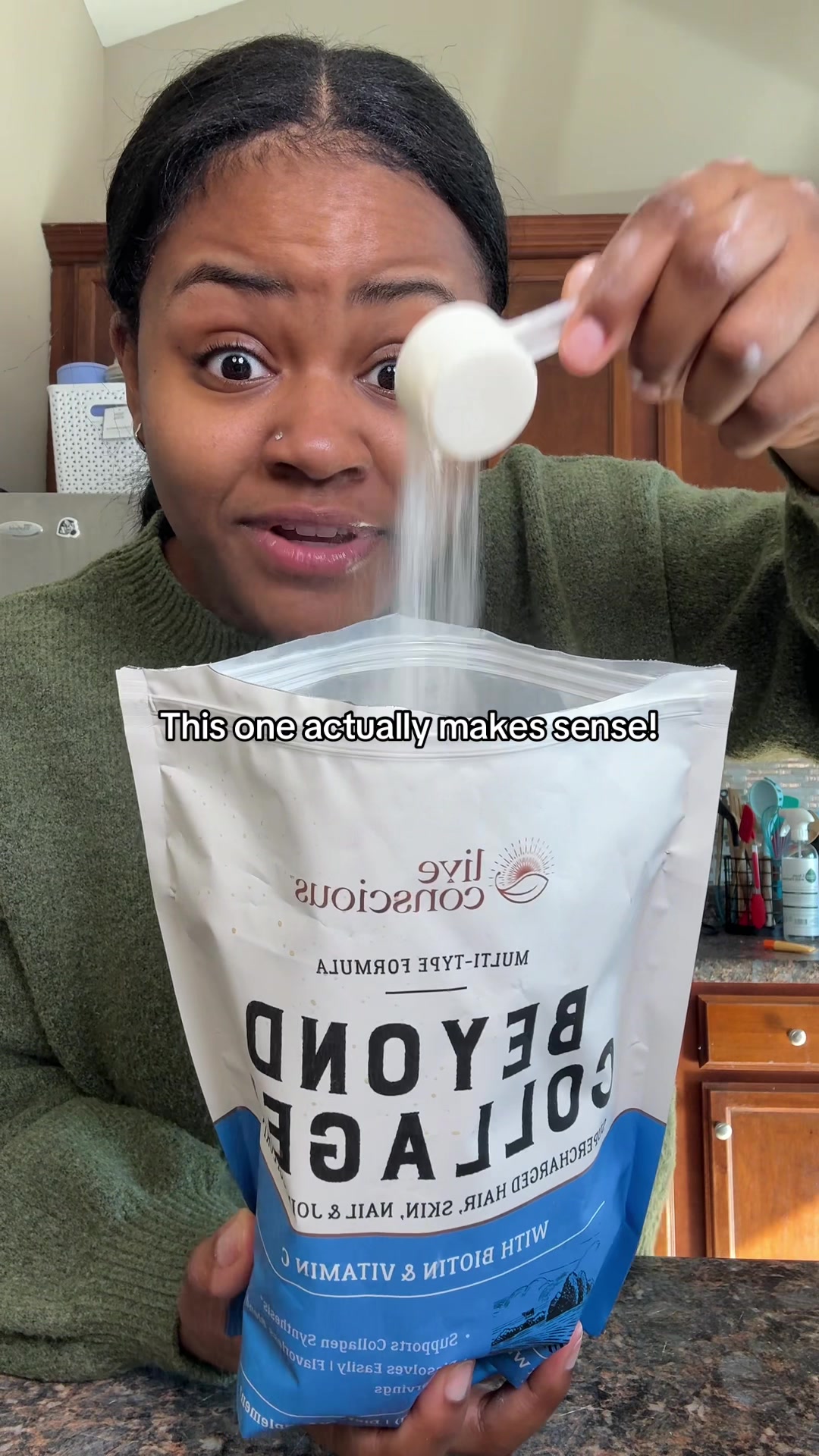 TikTok post by @elyssashauls for Live Conscious. Caption reads: [...] #antiaging #tiktokshopstockup @Live....