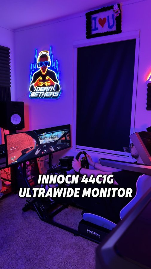 Instagram post by @deanwethers for INNOCN. Caption reads: 🚀 Meet the @innocnofficial 44C1G 43.8” Ultrawide....