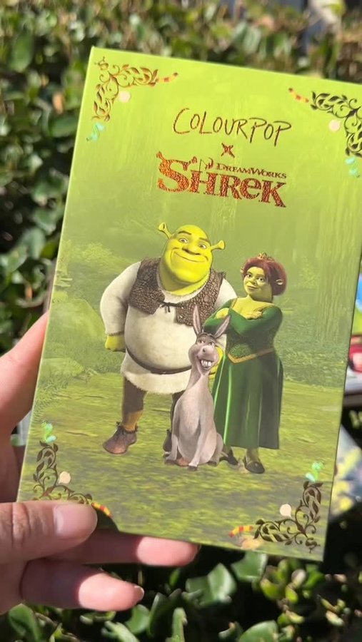 Instagram post by @deadly_777 for DreamWorks. Caption reads: Shrek @dreamworks @colourpopcosmetics collection....