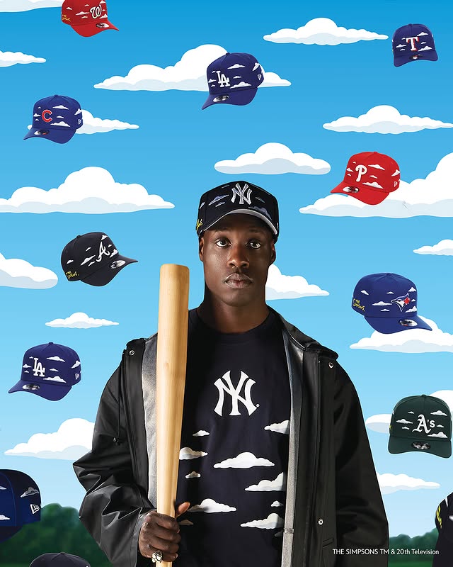 Instagram post by @lids for Disney Style. Caption reads: The Simpsons MLB Collection by New Era is....