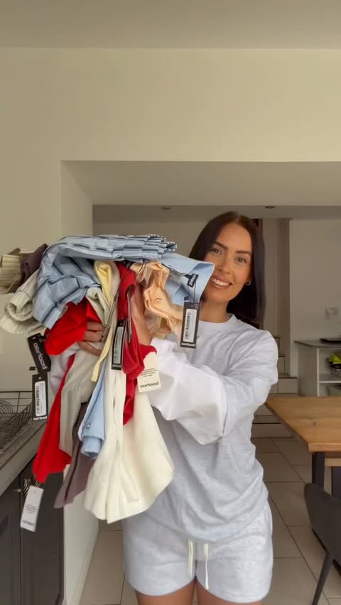 Instagram post by @amy_edz for boohoo. Caption reads: @boohoo try on, let’s go 🩵❤️✨! Love every [...].