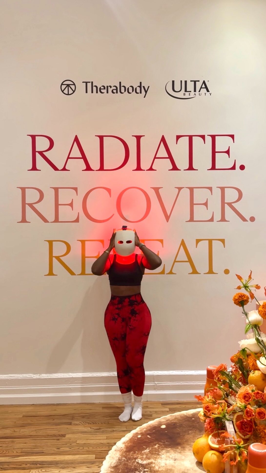 Instagram post by @jessicasmalls for Therabody. Caption reads: Celebrating Therabody now at @ultabeauty with an....