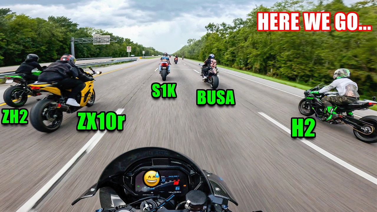 YouTube post by @FastLaneD for KYT Americas. Caption reads: THE DOWNFALL OF RIDING A SUPERBIKE IN FLORIDA...😅....